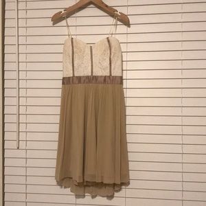 Strapless cream/tan dress